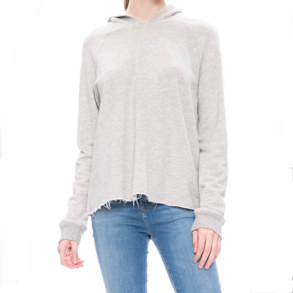 Sundry Grey Raw Edge Pullover Hoodie 1